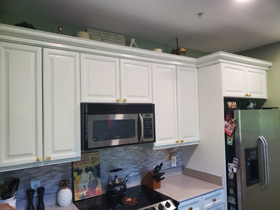 Fresh white-painted cabinents