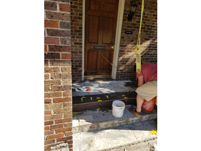 Concrete entryway steps under construction